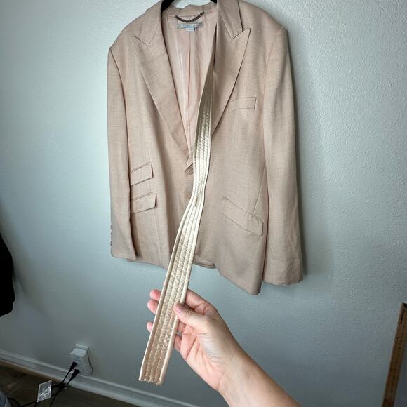 Stella McCartney Light Peach Front Button Viscose Linen Blazer Jacket 42 - Picture 4 of 14